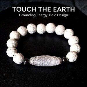 White Lava Rock & Frosted Dragonvein Agate ~ Winter Holiday Jewelry! Small Wrist